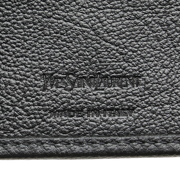 サンローラン YSLロゴ コンパクトウォレット 二つ折り財布 ブラック レザー レディース SAINT LAURENT 【中古】