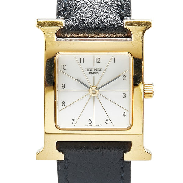 エルメス Hウォッチ 腕時計 HH1.201 クオーツ ホワイト文字盤 ステンレススチール ヴォーエプソン レディース HERMES 【中古】