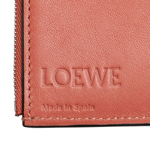 ロエベ アナグラム スモールバーティカルウォレット 三つ折り財布 コーラルピンク サーモンピンク レザー レディース LOEWE 【中古】