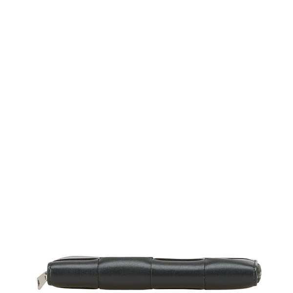 ボッテガヴェネタ カセット イントレチャート ジップアラウンドウォレット 長財布 ブラック オレンジ レザー レディース BOTTEGAVENETA 【中古】