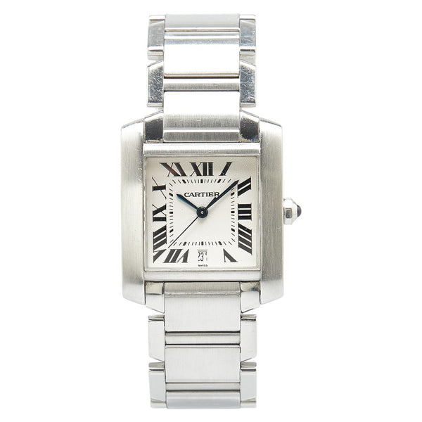 カルティエ タンクフランセーズ LM 腕時計 W51002Q3 自動巻き シルバー文字盤 ステンレススチール メンズ CARTIER 【中古】
