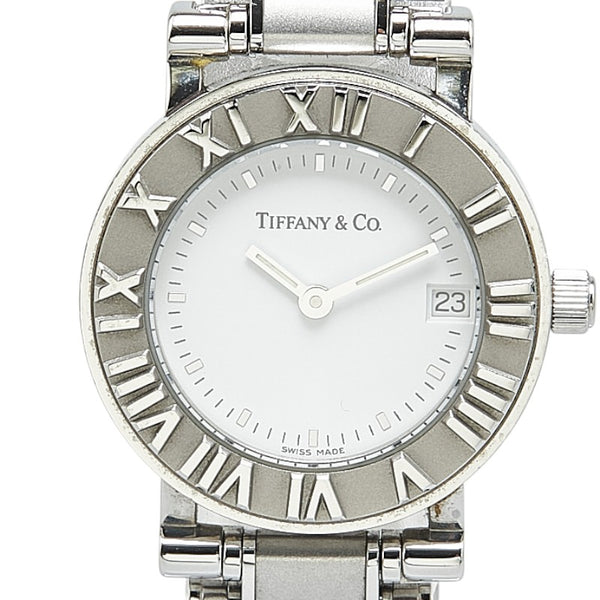 ティファニー アトラス 腕時計 クオーツ ホワイト文字盤 ステンレススチール レディース TIFFANY&Co. 【中古】