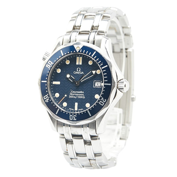 オメガ シーマスター 腕時計 2561.80 クオーツ ネイビー文字盤 ステンレススチール レディース OMEGA 【中古】