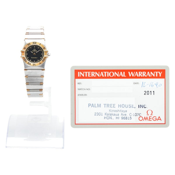 オメガ コンステレーション 腕時計 クオーツ ブラック文字盤 ステンレススチール K18YG イエローゴールド レディース OMEGA 【中古】