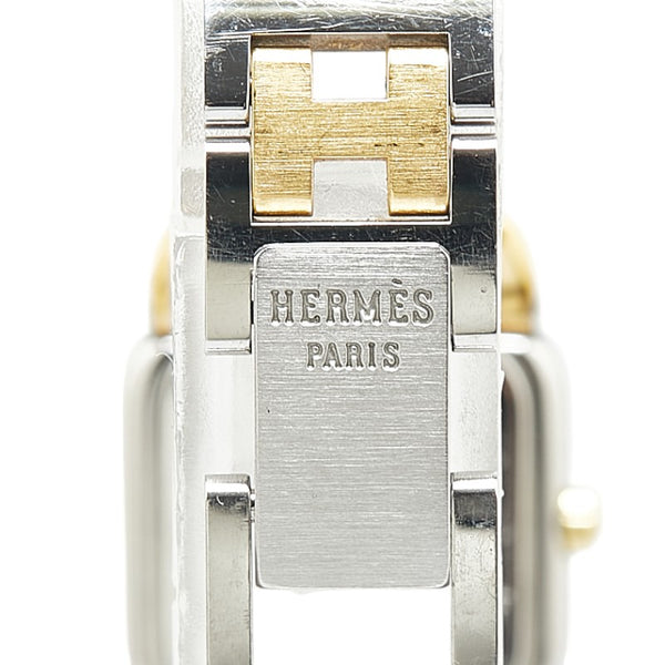 エルメス ラリー 腕時計 クオーツ ベージュ文字盤 ステンレススチール メッキ レディース HERMES 【中古】