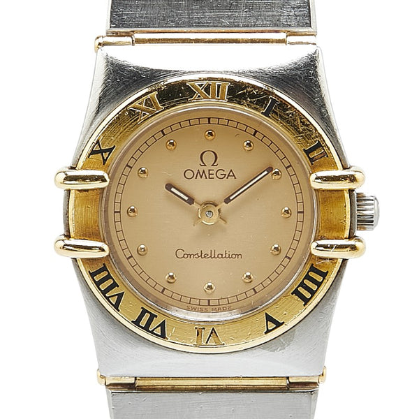 オメガ コンステレーション 腕時計 クオーツ ゴールド文字盤 ステンレススチール メッキ レディース OMEGA 【中古】