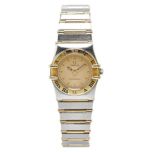 オメガ コンステレーション 腕時計 クオーツ ゴールド文字盤 ステンレススチール メッキ レディース OMEGA 【中古】