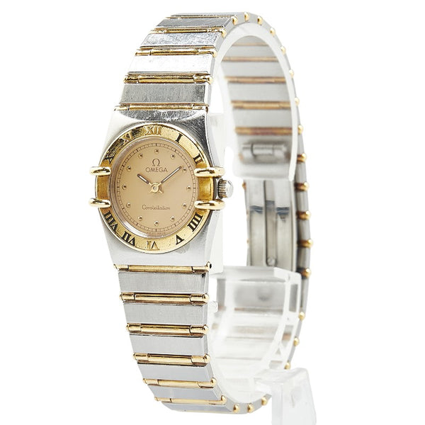 オメガ コンステレーション 腕時計 クオーツ ゴールド文字盤 ステンレススチール メッキ レディース OMEGA 【中古】