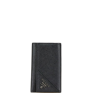 プラダ ロゴ サフィアーノ キーケース ブラック レザー レディース PRADA 【中古】