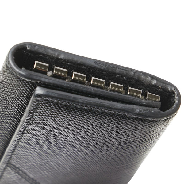 プラダ ロゴ サフィアーノ キーケース ブラック レザー レディース PRADA 【中古】