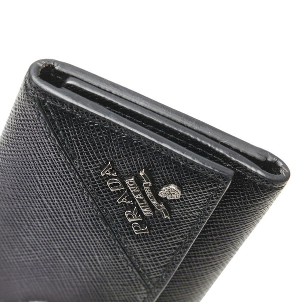 プラダ ロゴ サフィアーノ キーケース ブラック レザー レディース PRADA 【中古】