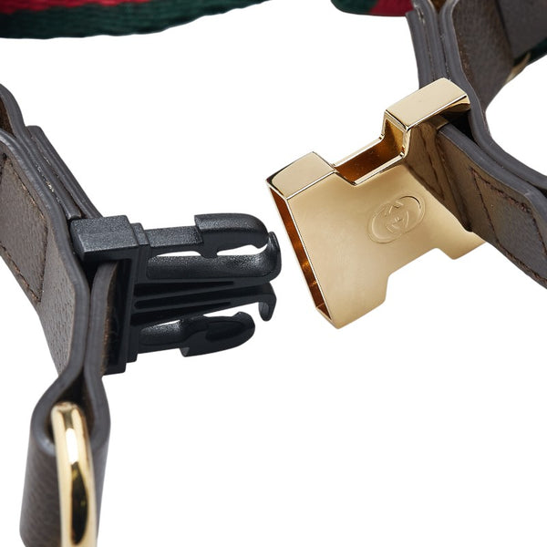 グッチ シェリーライン 犬用 胴輪 ハーネス サイズ:S 692962 グリーン レッド レザー レディース GUCCI 【中古】