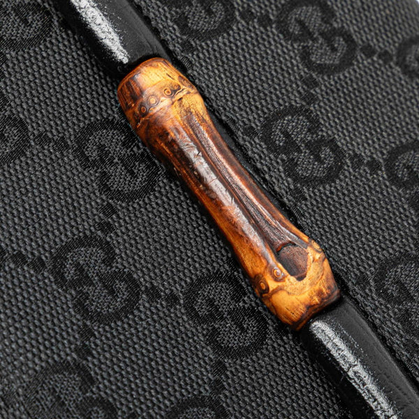 グッチ GGキャンバス バンブー 三つ折り財布 112521 ブラック キャンバス レザー レディース GUCCI 【中古】