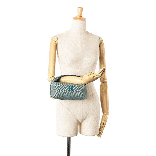 エルメス ブリッドアブラックPM ハンドバッグ グリーン ブルー オレンジ キャンバス レディース HERMES 【中古】