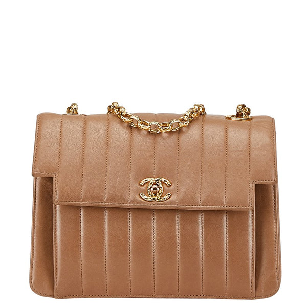 シャネル マドモアゼル ココマーク チェーン ショルダーバッグ ブラウン ラムスキン レディース CHANEL 【中古】