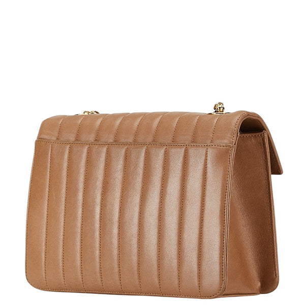 シャネル マドモアゼル ココマーク チェーン ショルダーバッグ ブラウン ラムスキン レディース CHANEL 【中古】