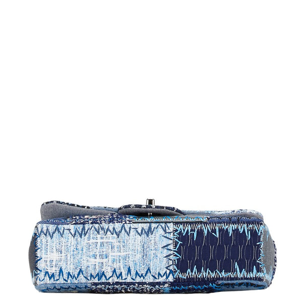 シャネル ココマーク パッチワーク チェーン ショルダーバッグ ハンドバッグ ブルー シルバー マルチカラー デニム キャビアスキン レディース CHANEL 【中古】