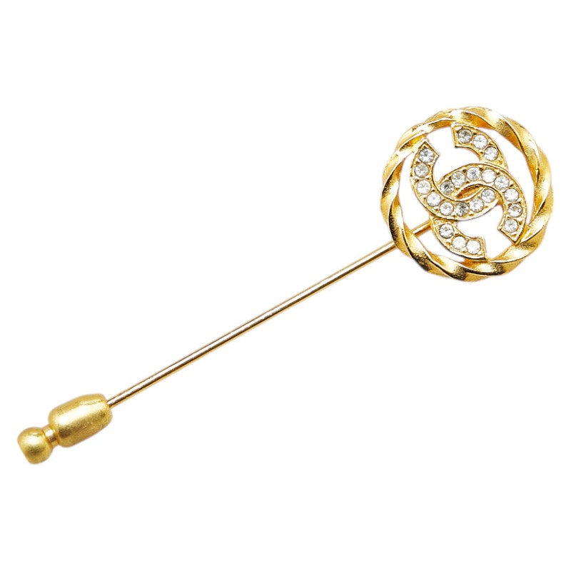 シャネル ココマーク ラインストーン ブローチ ゴールド メッキ レディース CHANEL 【中古】