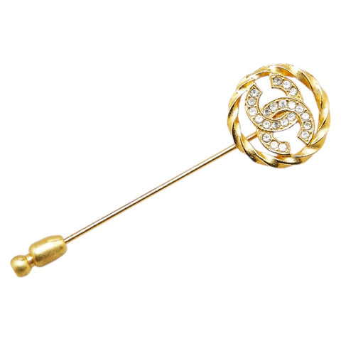 シャネル ココマーク ラインストーン ブローチ ゴールド メッキ レディース CHANEL 【中古】