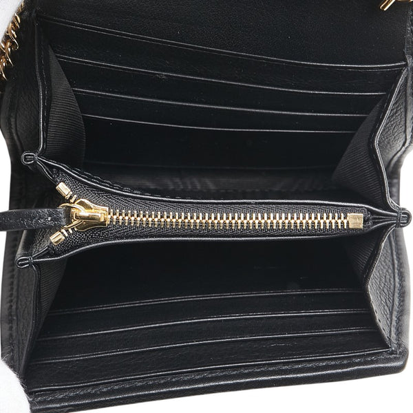 グッチ ブロンディ ミディアム チェーンウォレット ショルダーバッグ 725219 ブラック ゴールド レザー レディース GUCCI 【中古】