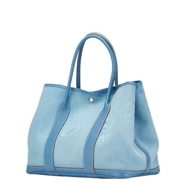 エルメス ガーデンパーティPM ハンドバッグ ブルージーン トワルオフィシエ フィヨルド レディース HERMES 【中古】