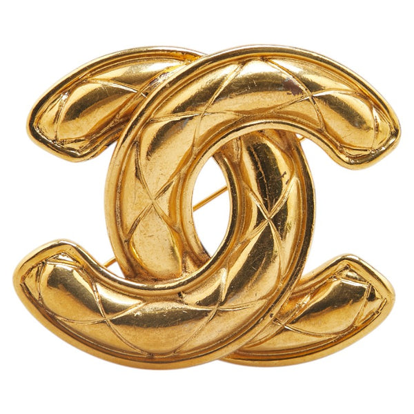 シャネル マトラッセ ココマーク ラージ ブローチ ゴールド メッキ レディース CHANEL 【中古】