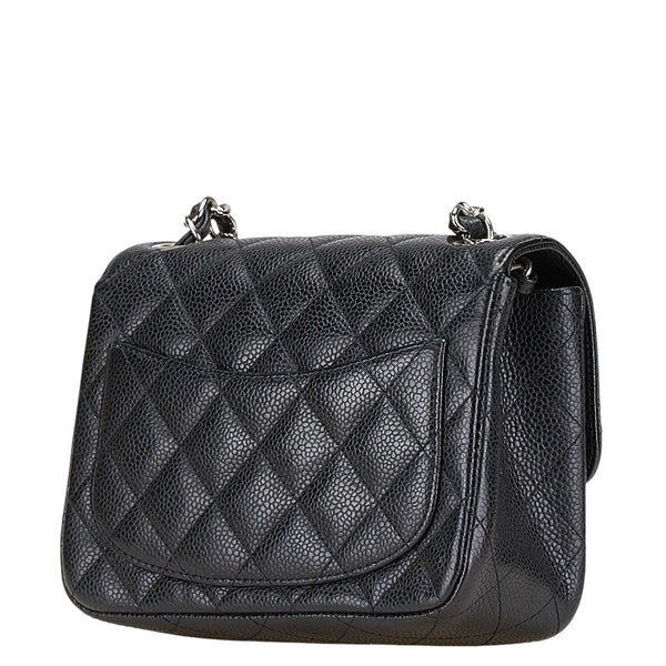 シャネル ミニマトラッセ ココマーク チェーン ショルダーバッグ ブラック シルバー キャビアスキン レディース CHANEL 【中古】