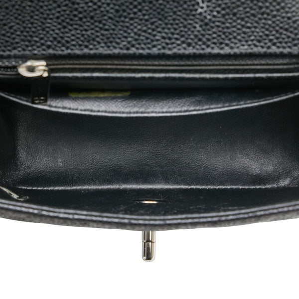 シャネル ミニマトラッセ ココマーク チェーン ショルダーバッグ ブラック シルバー キャビアスキン レディース CHANEL 【中古】