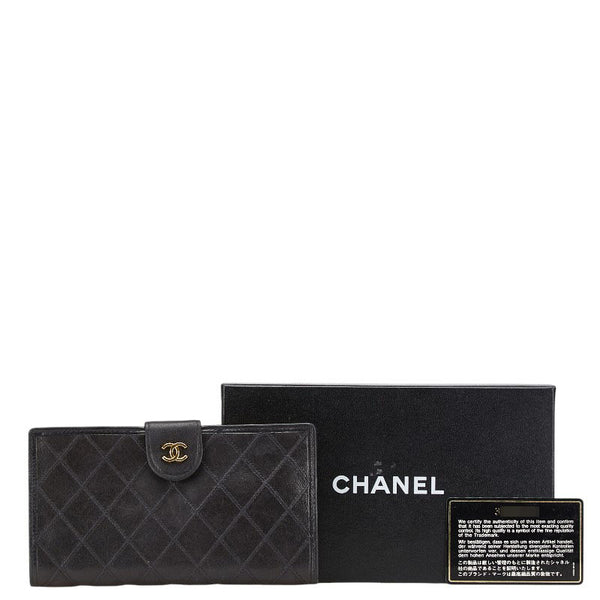 シャネル ビコローレ ココマーク がま口 長財布 ブラック ラムスキン レディース CHANEL 【中古】