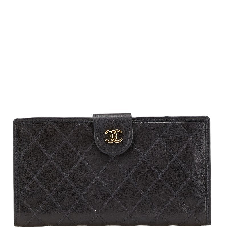 シャネル ビコローレ ココマーク がま口 長財布 ブラック ラムスキン レディース CHANEL 【中古】