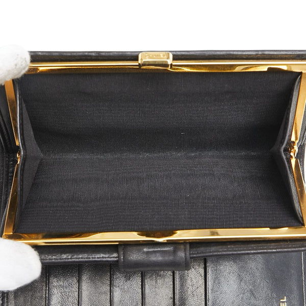 シャネル ビコローレ ココマーク がま口 長財布 ブラック ラムスキン レディース CHANEL 【中古】