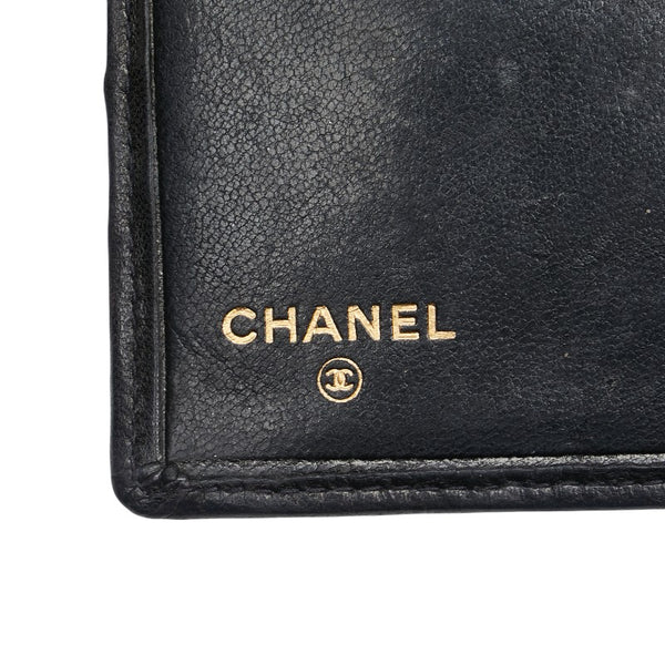 シャネル ビコローレ ココマーク がま口 長財布 ブラック ラムスキン レディース CHANEL 【中古】