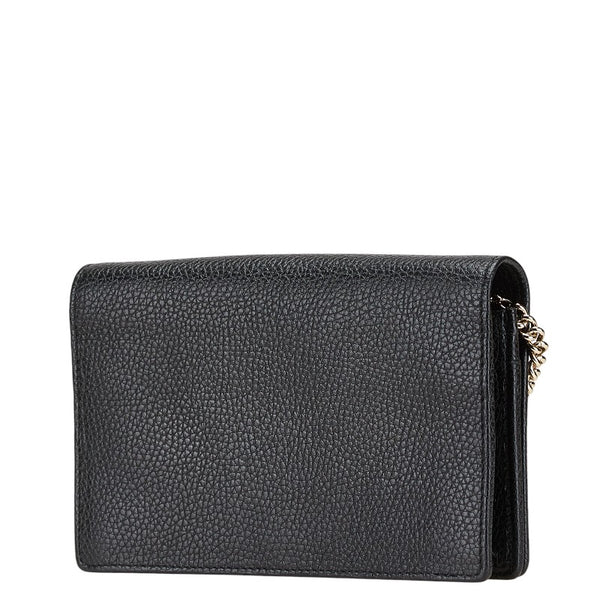 グッチ インターロッキングG ソーホー チェーン ショルダーバッグ ウォレットバッグ 598211 ブラック レザー レディース GUCCI 【中古】