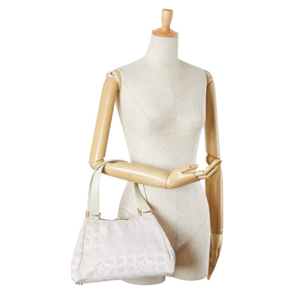 シャネル ニュートラベルライン ココマーク ハンドバッグ ピンク ホワイト ナイロン レザー レディース CHANEL 【中古】