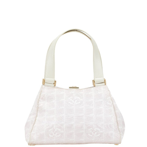 シャネル ニュートラベルライン ココマーク ハンドバッグ ピンク ホワイト ナイロン レザー レディース CHANEL 【中古】