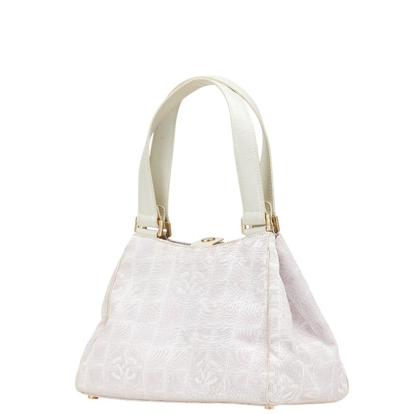 シャネル ニュートラベルライン ココマーク ハンドバッグ ピンク ホワイト ナイロン レザー レディース CHANEL 【中古】