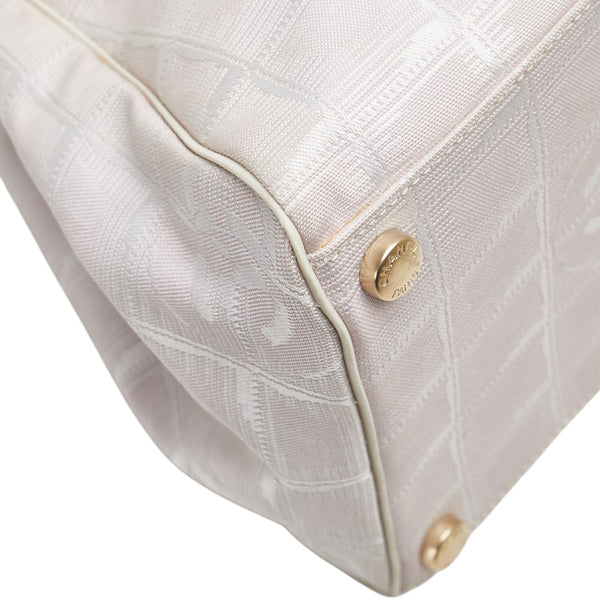 シャネル ニュートラベルライン ココマーク ハンドバッグ ピンク ホワイト ナイロン レザー レディース CHANEL 【中古】