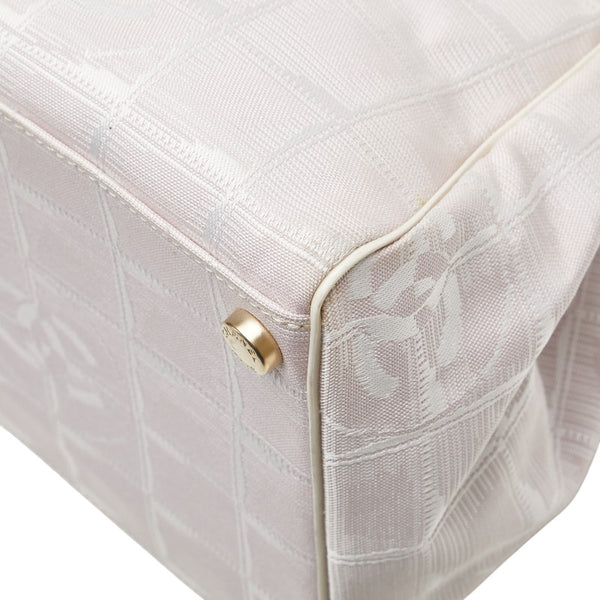 シャネル ニュートラベルライン ココマーク ハンドバッグ ピンク ホワイト ナイロン レザー レディース CHANEL 【中古】