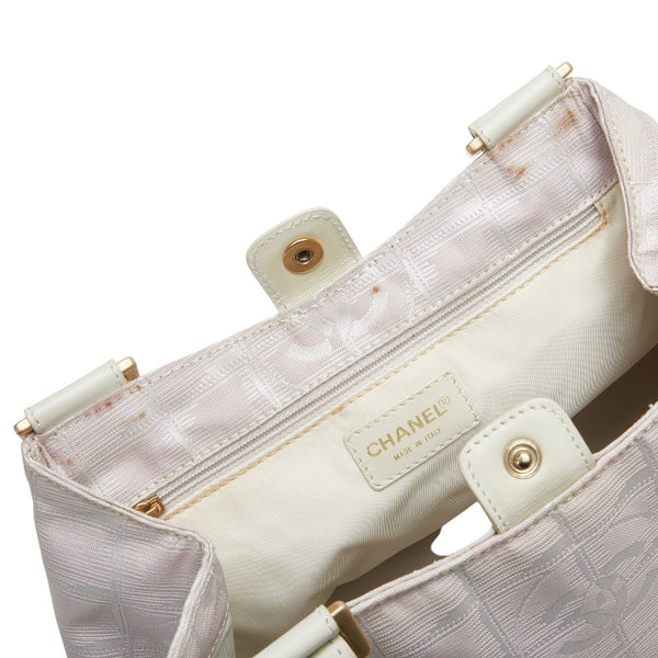 シャネル ニュートラベルライン ココマーク ハンドバッグ ピンク ホワイト ナイロン レザー レディース CHANEL 【中古】