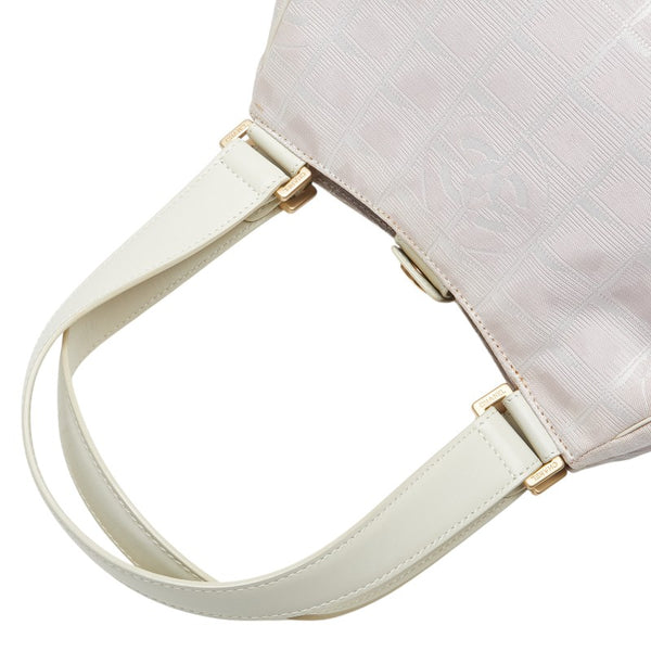 シャネル ニュートラベルライン ココマーク ハンドバッグ ピンク ホワイト ナイロン レザー レディース CHANEL 【中古】
