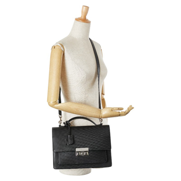 グッチ ディアマンテ ハンドバッグ ショルダーバッグ 2WAY 223650 ブラック レザー メンズ GUCCI 【中古】