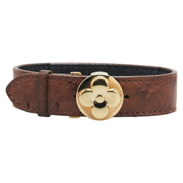 ルイ ヴィトン グッドラック ブレス ブレスレット M64441 ブラウン ゴールド オーストリッチ メッキ レディース LOUIS VUITTON 【中古】
