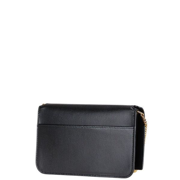 サンローラン YSLロゴ ショルダーバッグ スマホポーチ ブラック レザー レディース SAINT LAURENT 【中古】