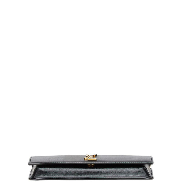 サンローラン YSLロゴ ショルダーバッグ スマホポーチ ブラック レザー レディース SAINT LAURENT 【中古】