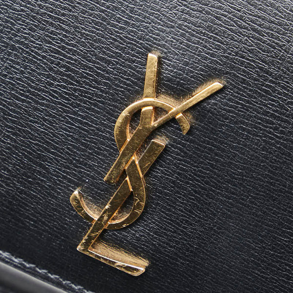 サンローラン YSLロゴ ショルダーバッグ スマホポーチ ブラック レザー レディース SAINT LAURENT 【中古】