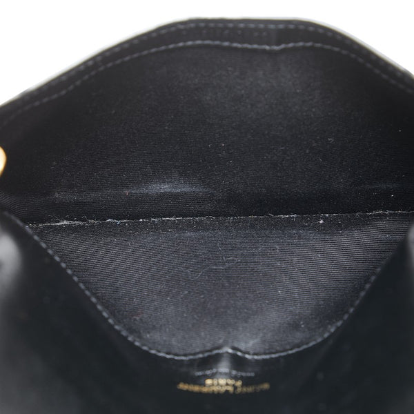 サンローラン YSLロゴ ショルダーバッグ スマホポーチ ブラック レザー レディース SAINT LAURENT 【中古】