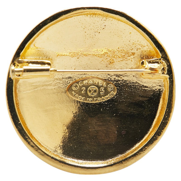 シャネル マトラッセ ココマーク ラウンド ブローチ ゴールド メッキ レディース CHANEL 【中古】