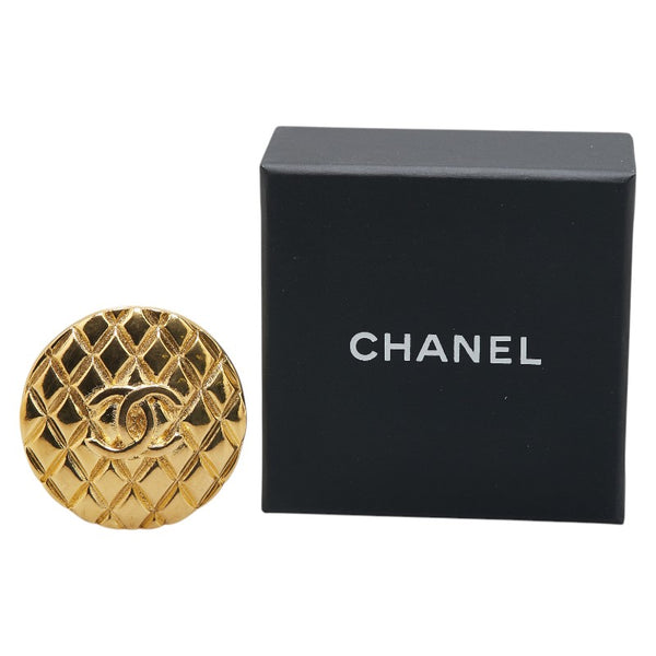 シャネル マトラッセ ココマーク ラウンド ブローチ ゴールド メッキ レディース CHANEL 【中古】