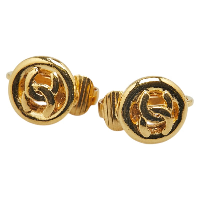 シャネル ココマーク ラウンド サークル イヤリング ゴールド メッキ レディース CHANEL 【中古】