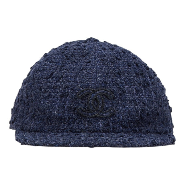 シャネル ココマーク キャップ サイズ：M ネイビー ツイード ウール レディース CHANEL 【中古】